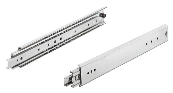 Schubladenführung bis 129kg, Vollauszug, Stahl, seitliche Montage